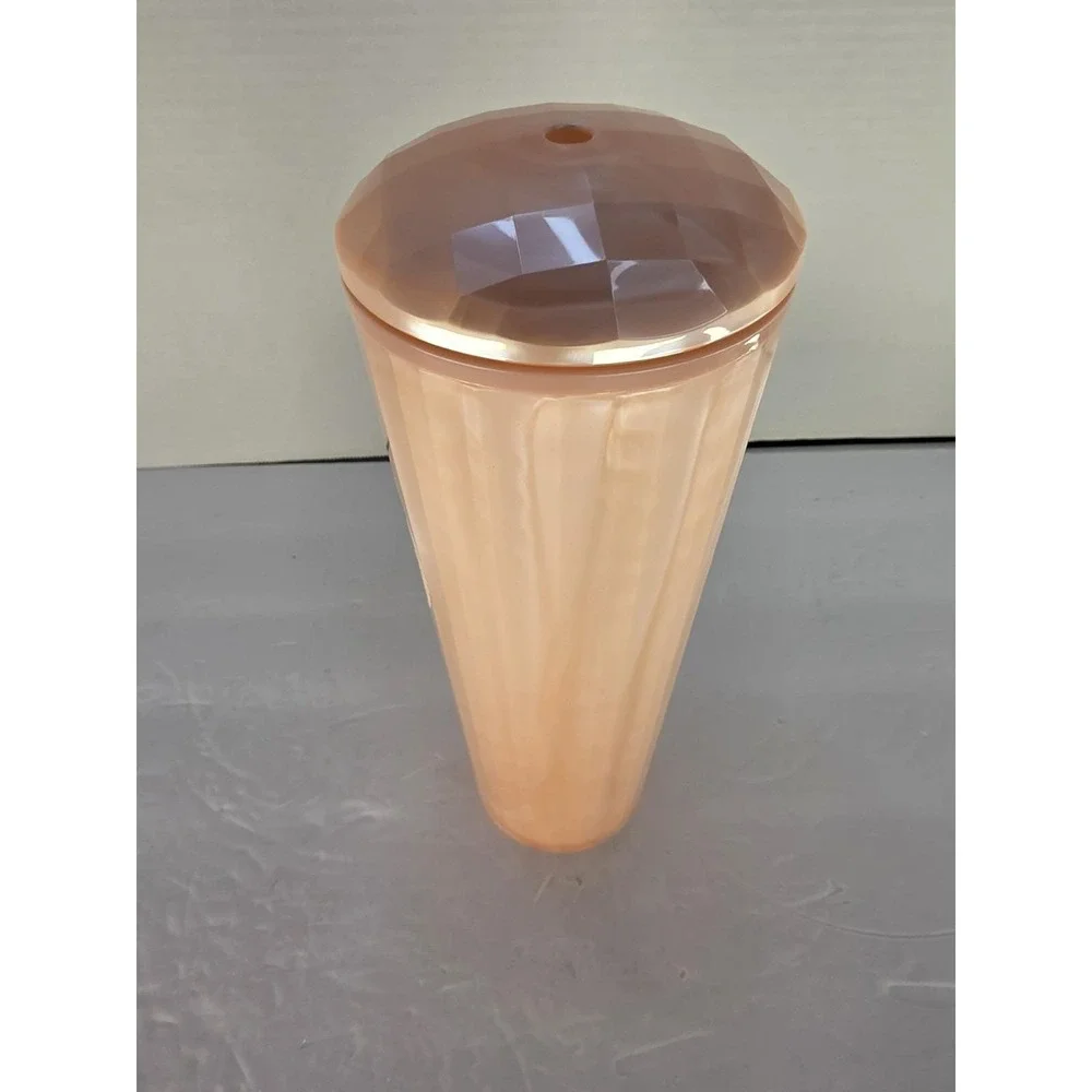 Starbucks 24 Oz Pearl Peach Faceted Cold Cup Tumbler Pink Lid Reusable EUC